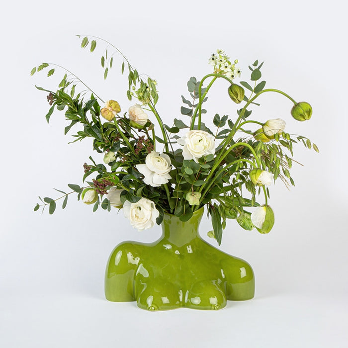 Green Ceramics Famale Vase Home Office Decor