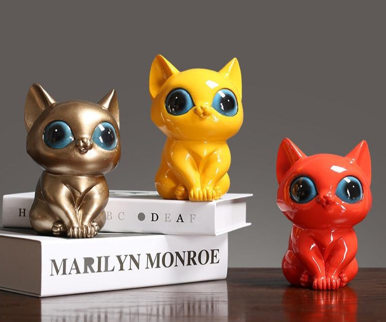 Cute Resin Cat Sculpture Home Office Decor