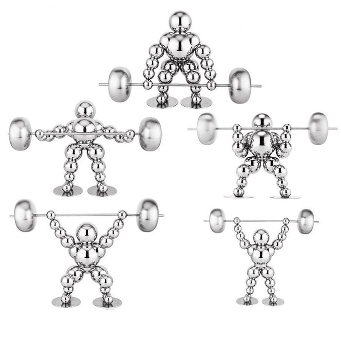 Abstract Stainless Steel Weightlifting Statue Home Office Decor