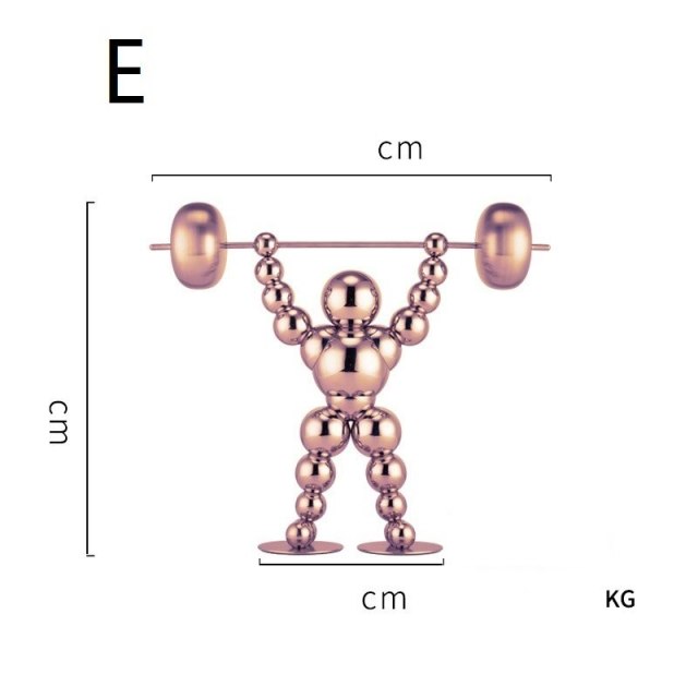 Abstract Stainless Steel Weightlifting Statue Home Office Decor