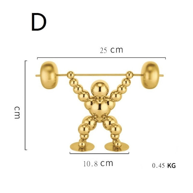 Abstract Stainless Steel Weightlifting Statue Home Office Decor