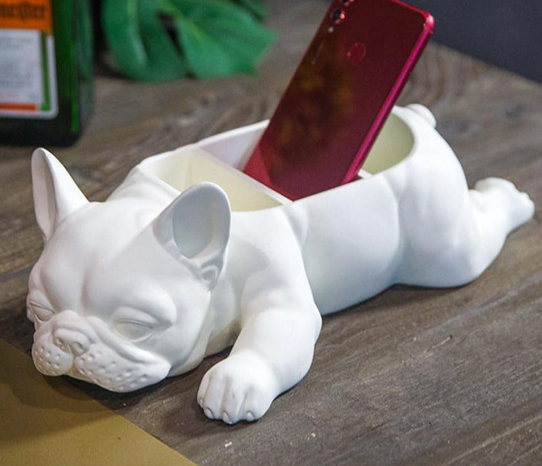 Creative Resin Dog Sculpture Storage Home Office Decor
