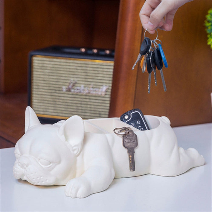 Creative Resin Dog Sculpture Storage Home Office Decor