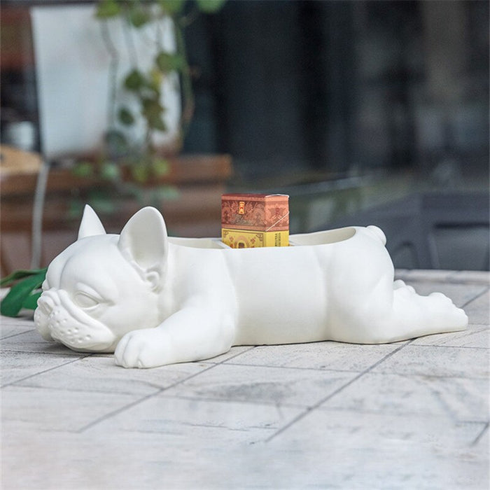 Creative Resin Dog Sculpture Storage Home Office Decor