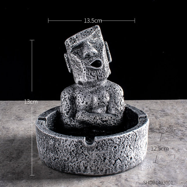 Moai Style Stone Ashtray CP Holder Home Office Decor