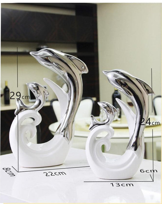 Ceramic Dolphin Figurine Home Office Decor