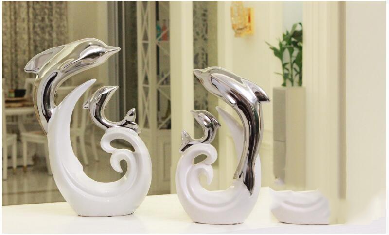 Ceramic Dolphin Figurine Home Office Decor