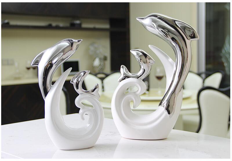 Ceramic Dolphin Figurine Home Office Decor