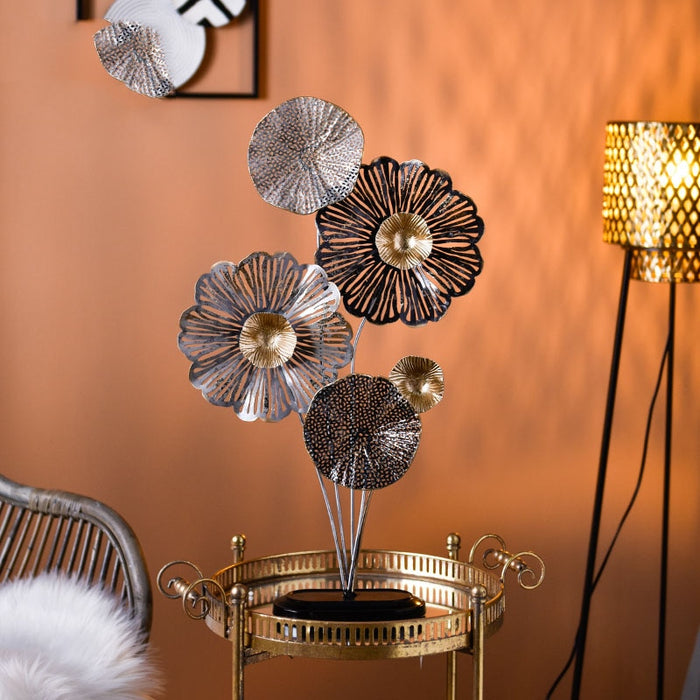 Iron Hollow Flower Ornaments Home Office Decor