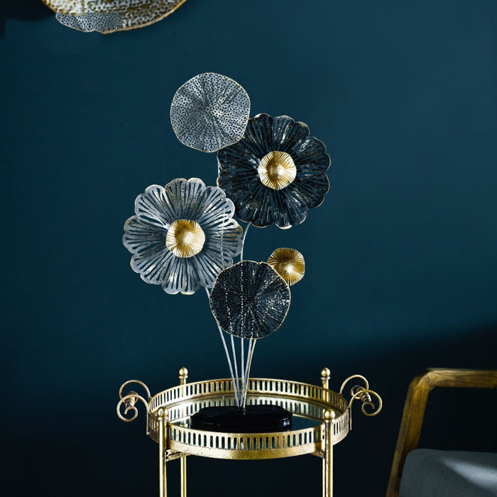 Iron Hollow Flower Ornaments Home Office Decor