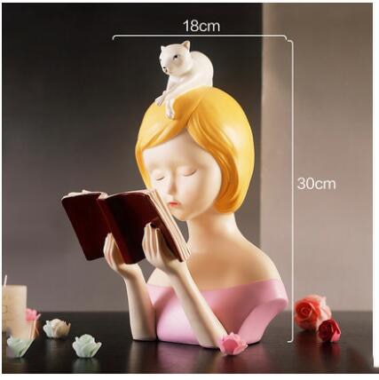 Reading Girl Resin Ornament Home Office Decor