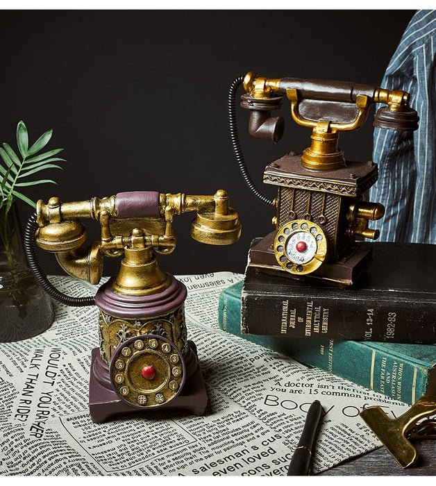 Vintage Look Resin Telephone Figurine Home Office Decor