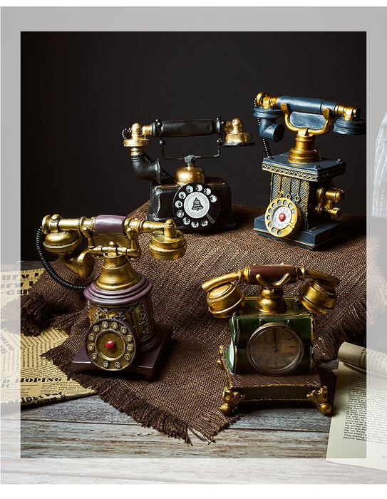 Vintage Look Resin Telephone Figurine Home Office Decor