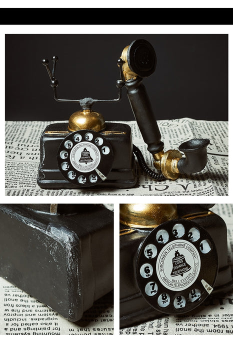 Vintage Look Resin Telephone Figurine Home Office Decor