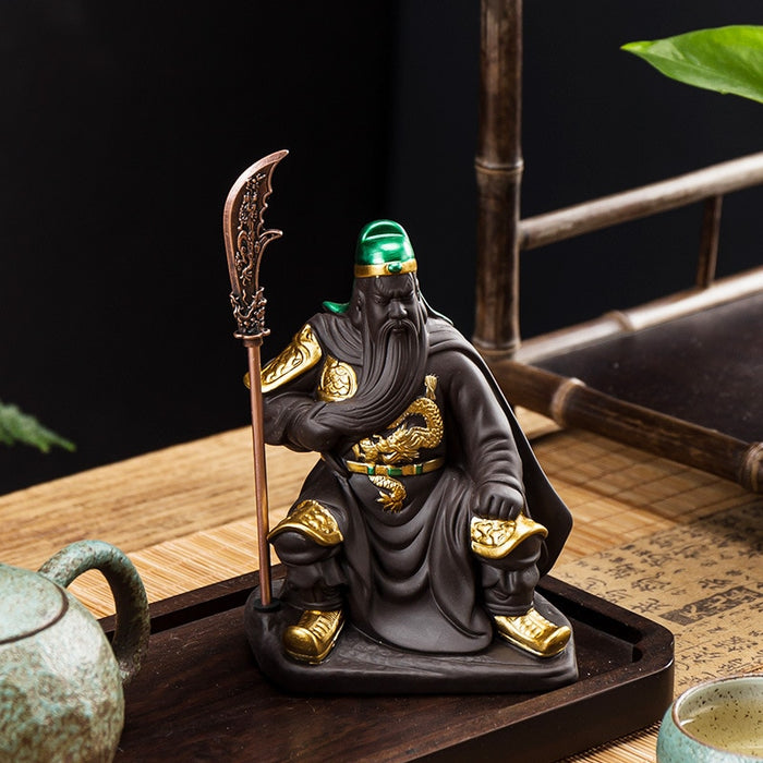 Zisha Guanyu Character Statue Home Office Decor