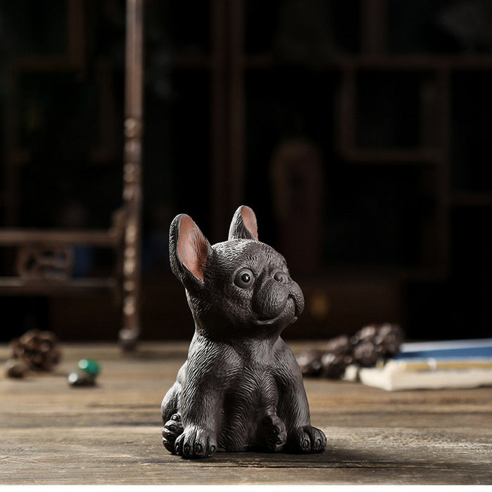 Purple Clay Animal Figurine Home Office Decor