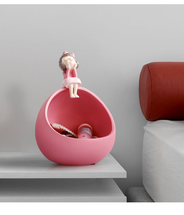 Resin Girls Organizer Figurine Home Office Decor