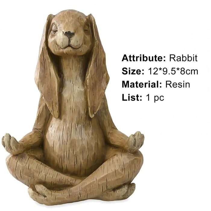 Yoga Pose Rabbit Figurine Home Office Decor