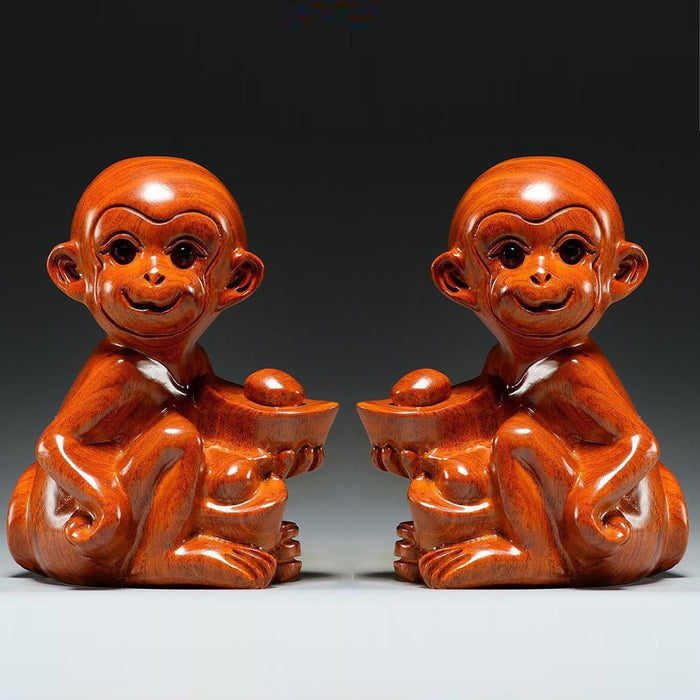 Wooden Monkey Statue Home Office Decor