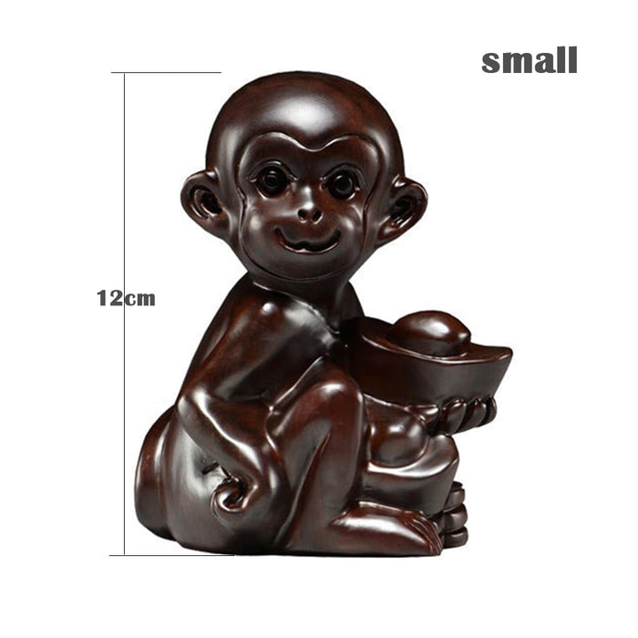 Wooden Monkey Statue Home Office Decor