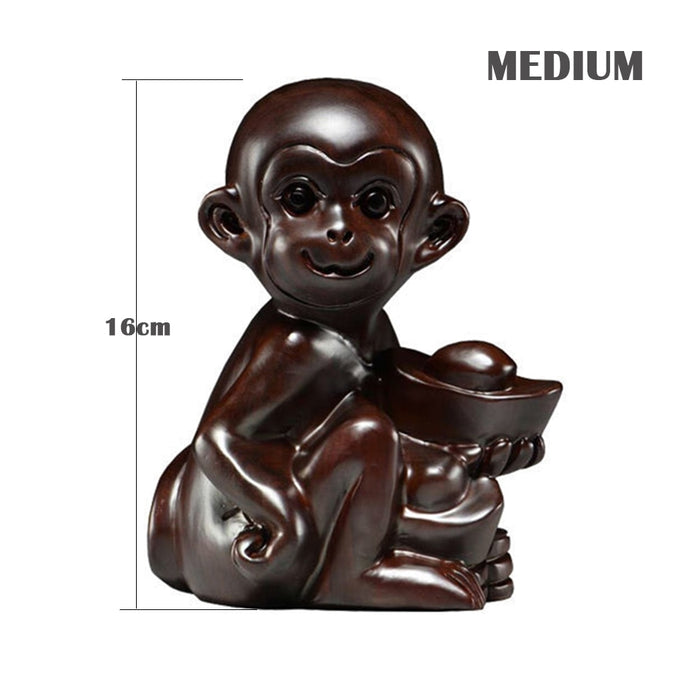 Wooden Monkey Statue Home Office Decor