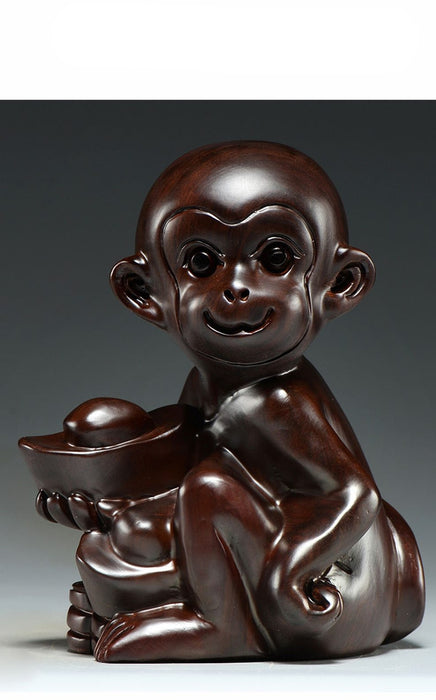 Wooden Monkey Statue Home Office Decor