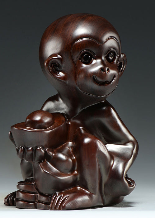Wooden Monkey Statue Home Office Decor