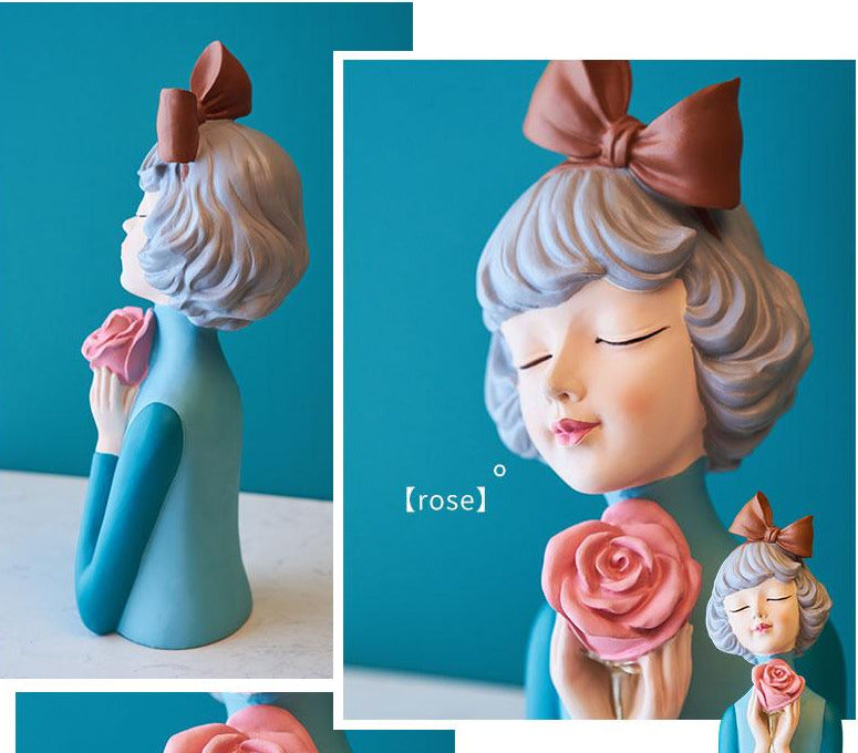 Cute Girl Resin Figurines Home Office Decor