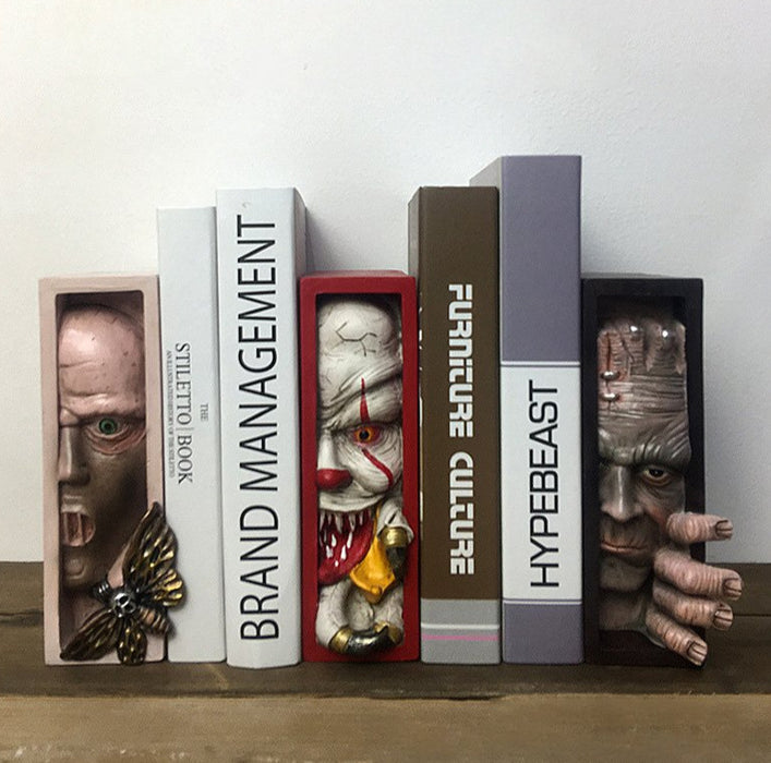 Scary Characters Face Bookend Home Office Decor
