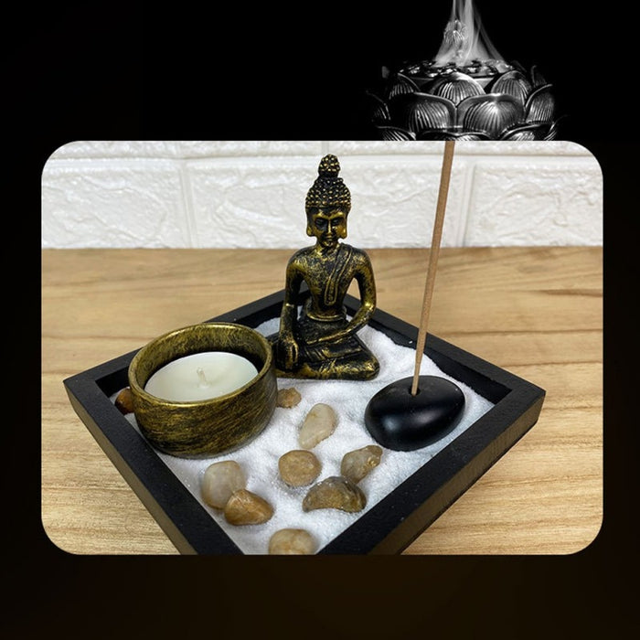 Buddha Statue with Encemse And Candle Burner Home Office Decor