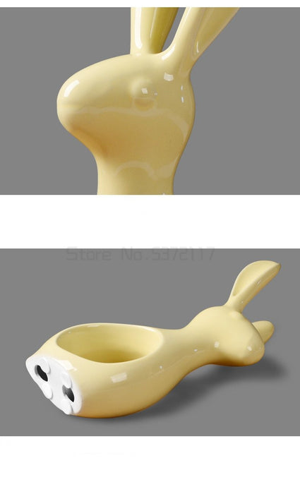 Simple Ceramic Rabbit Figurine Home Office Decor