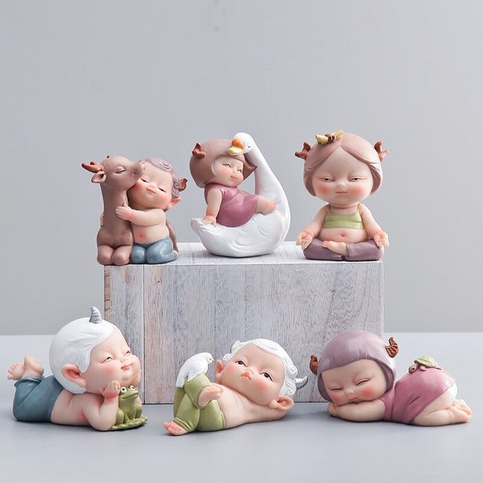 Cute Resin Girls Figurines Home Office Decor
