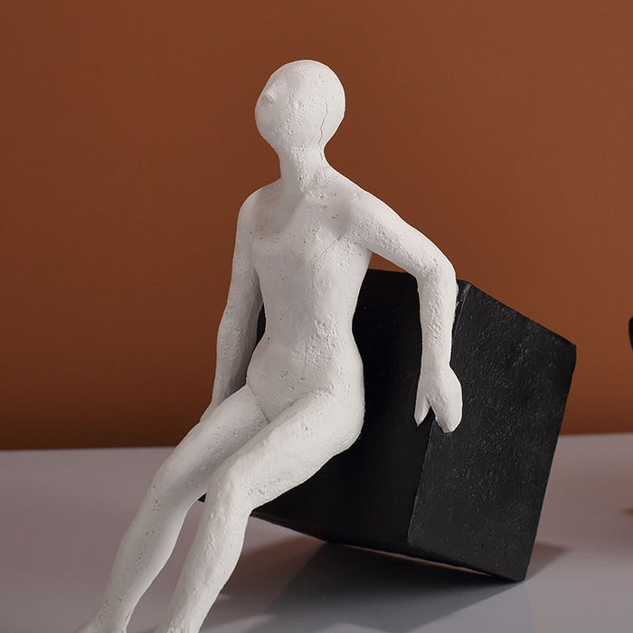 Resin Human Couple Bookend Figurine Home Office Decor