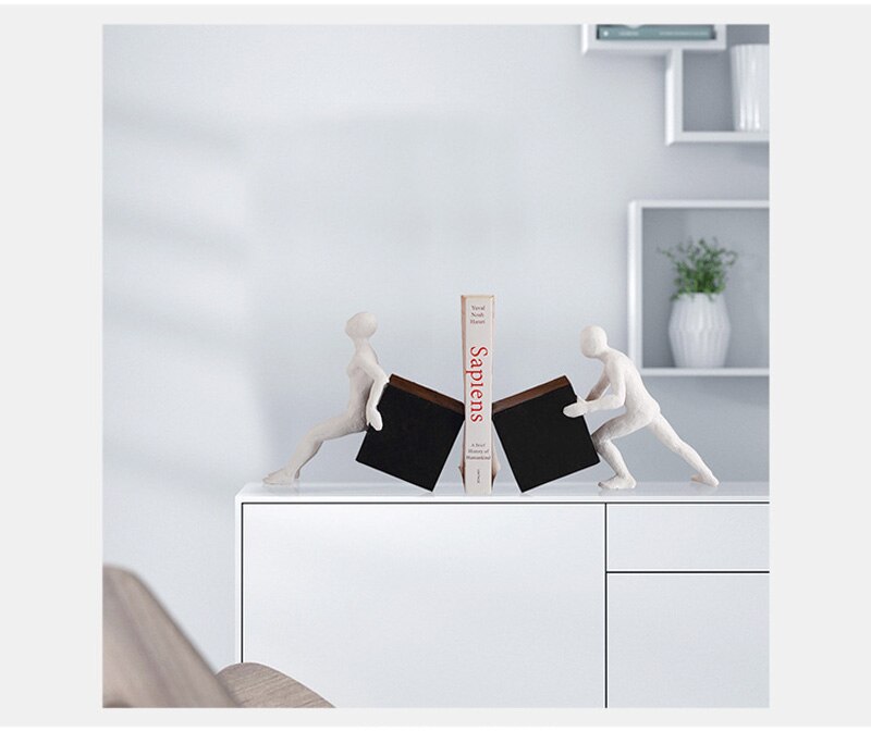 Resin Human Couple Bookend Figurine Home Office Decor