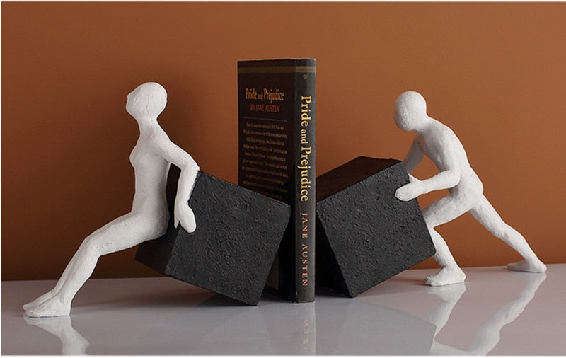 Resin Human Couple Bookend Figurine Home Office Decor