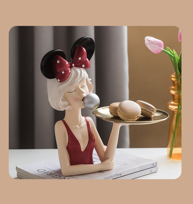 Resin Girl with Tray Home Office Decor