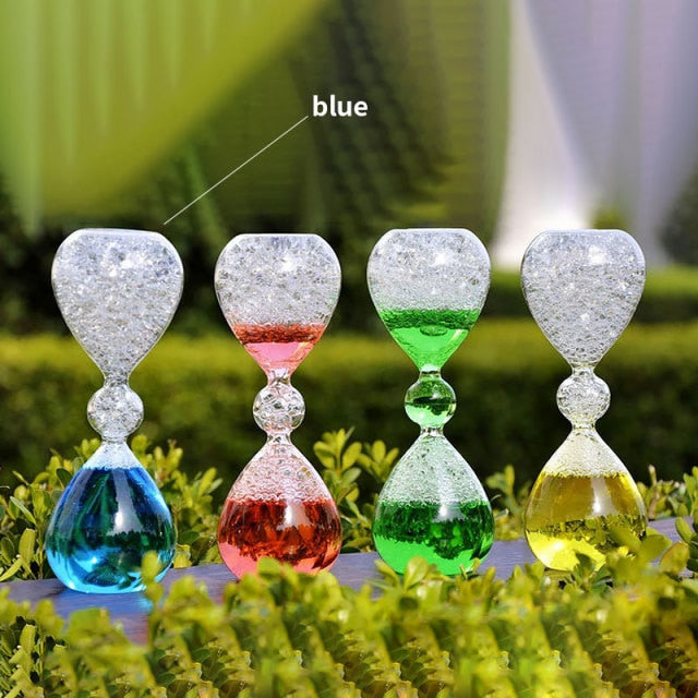 Glass Hourglass with Bubbles Home Office Decor