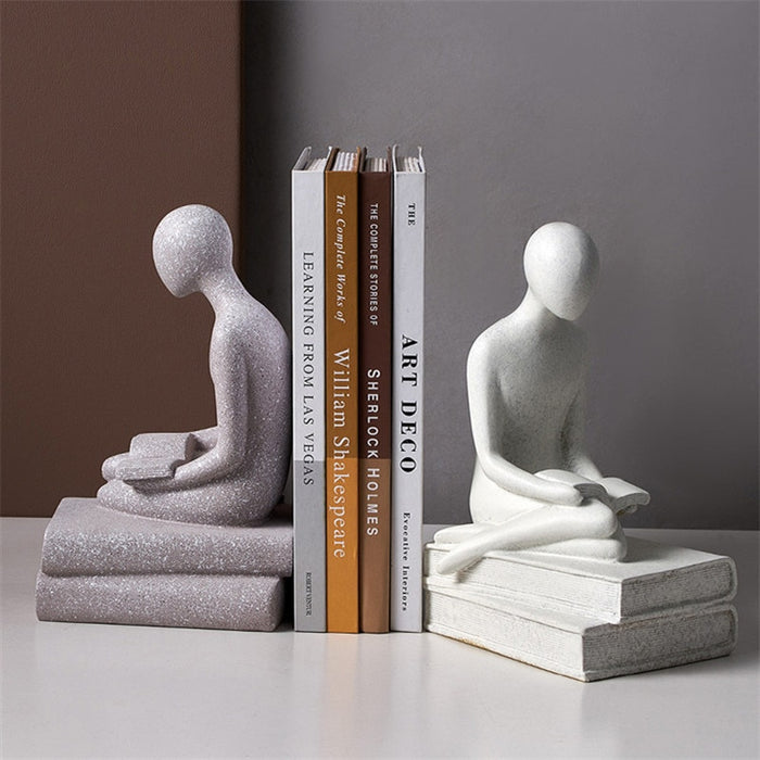 Reading Girls Sculpture Bookend Home Office Decor