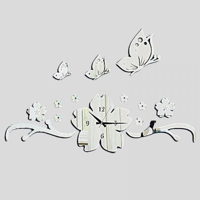 Flowers and Butterflies DIY Sticker Wall Clock