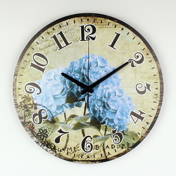 Blue Hydrangea Flowers Wall Clock