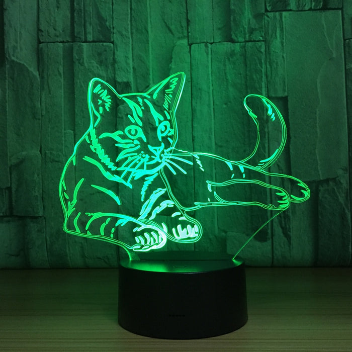 Lovely Cat 3D LED 7 Colors USB Desk Light Home Decor