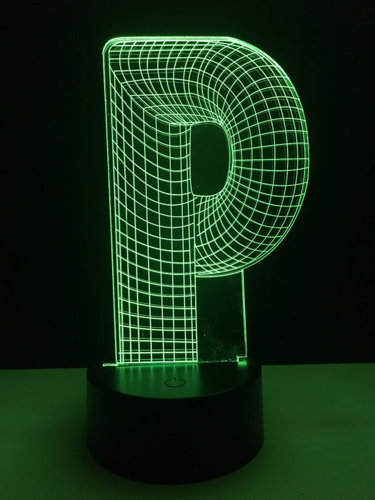 Alphabet Letter P 7 color USB Desk Light Home Decor