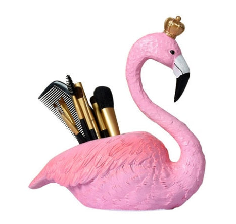 Pink Flamingo Resin Desk Organizer
