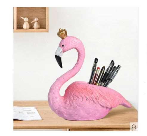 Pink Flamingo Resin Desk Organizer