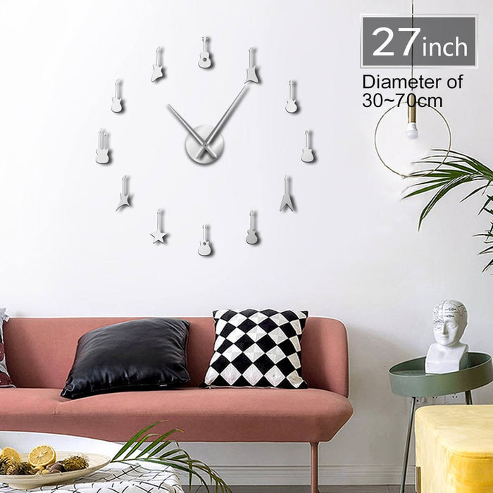 3D Electric Guitars Design Frameless DIY Wall Clock