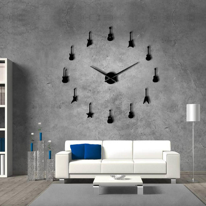 3D Electric Guitars Design Frameless DIY Wall Clock